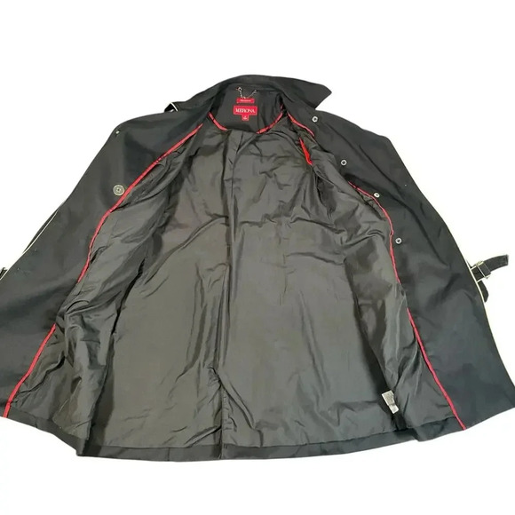 Merona Ladies Small Trench Coat Black /Beige W/Buttons and Belt Water Repellent - Picture 12 of 13